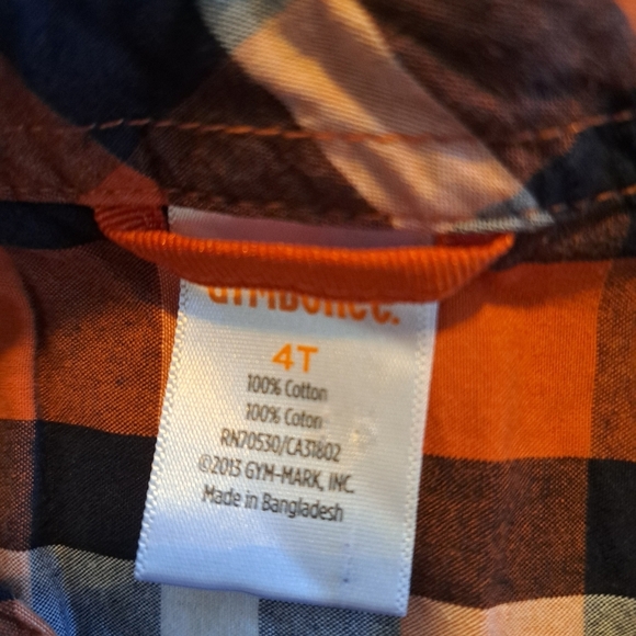Gymboree boys size 4T button up shirt white, blue & orange 1 pocket VGUC - Picture 5 of 5